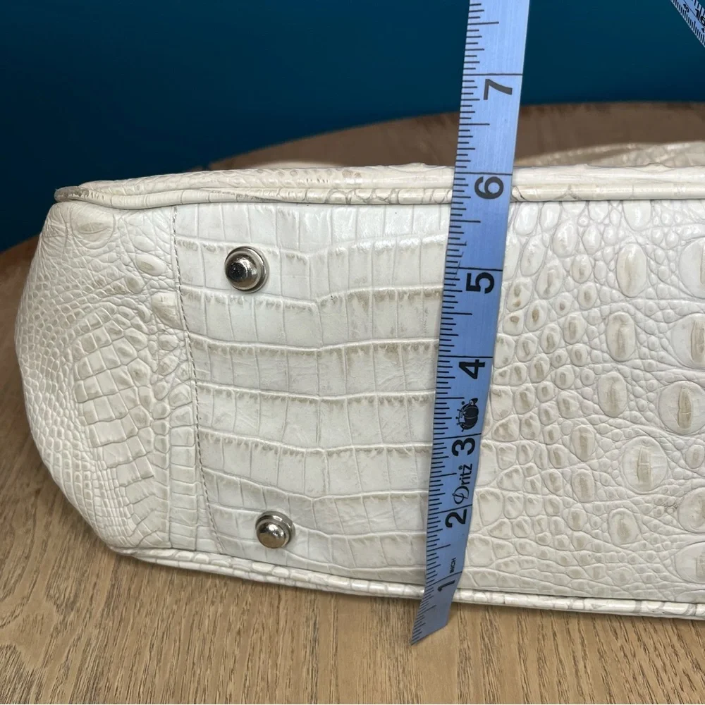 Brahmin Hobo Crocodile Embossed Slouchy Leather Bag Pearl White Large Purse